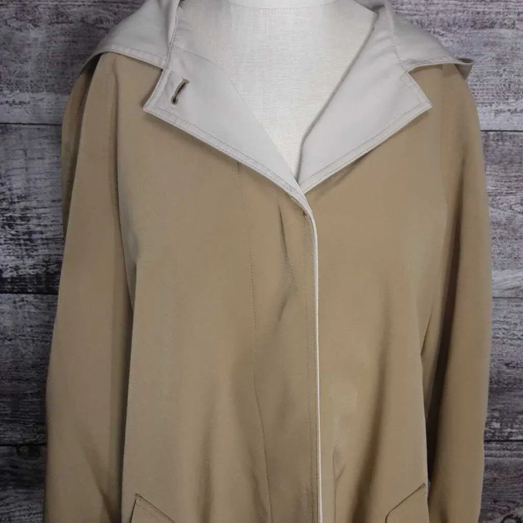 GALLERY OLIVE LONG RAIN COAT SIZE 6 TCC