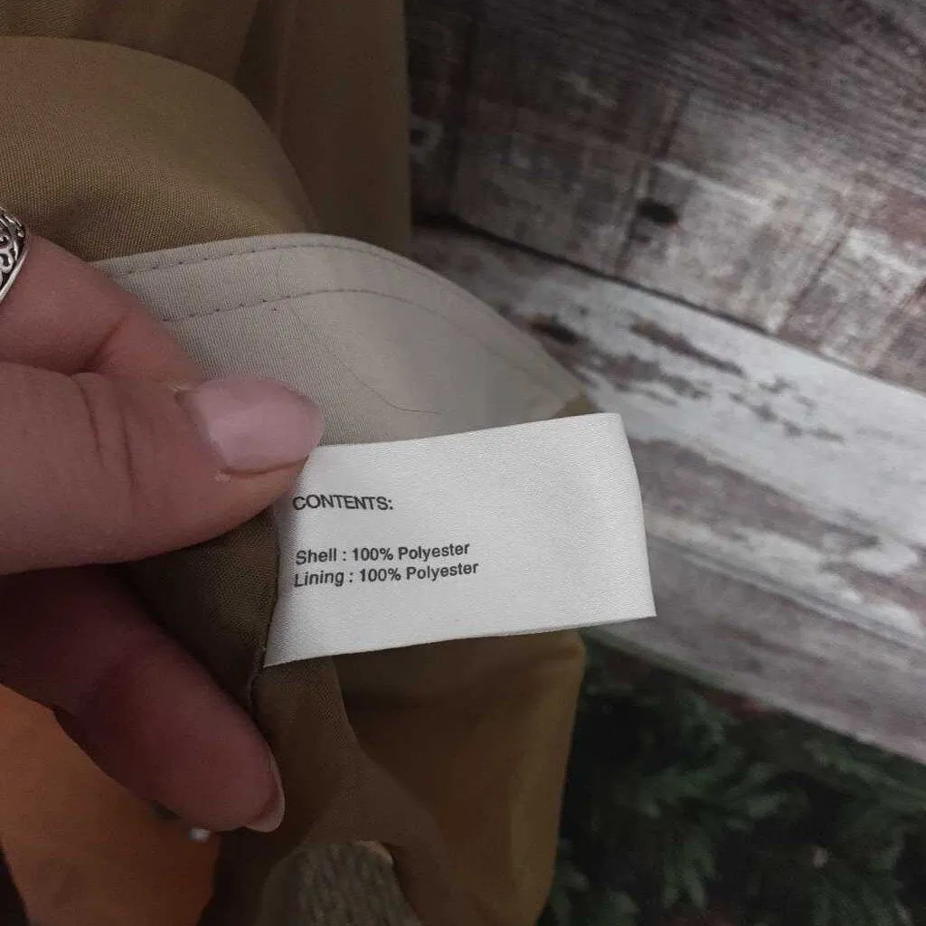 GALLERY OLIVE LONG RAIN COAT SIZE 6 TCC