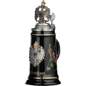 German Beer Stein - Deutschland Black with Painted Eagle .5L