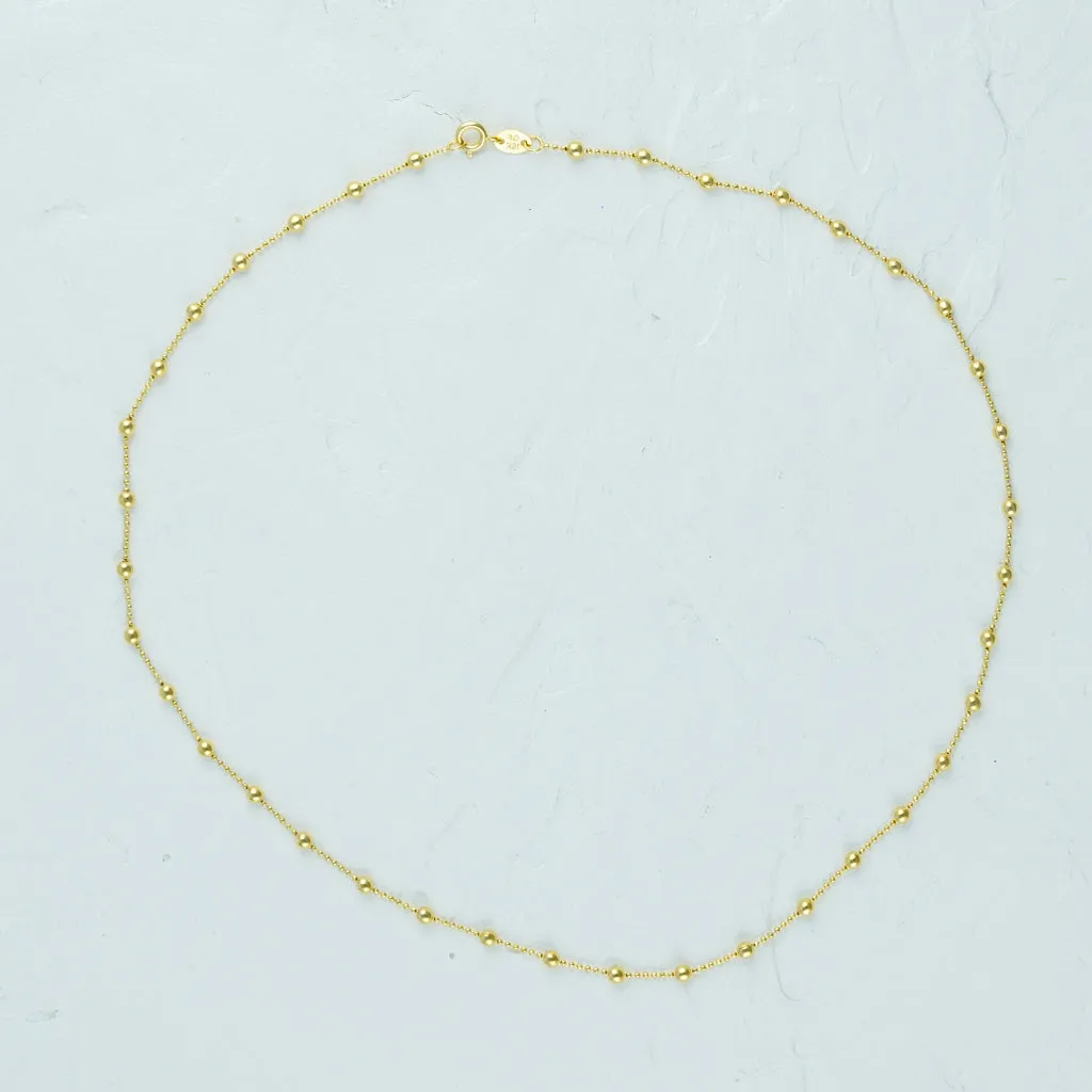 Gold Beaded Necklace - 1mm
