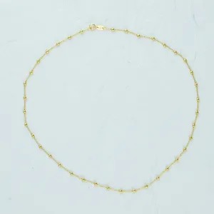 Gold Beaded Necklace - 1mm