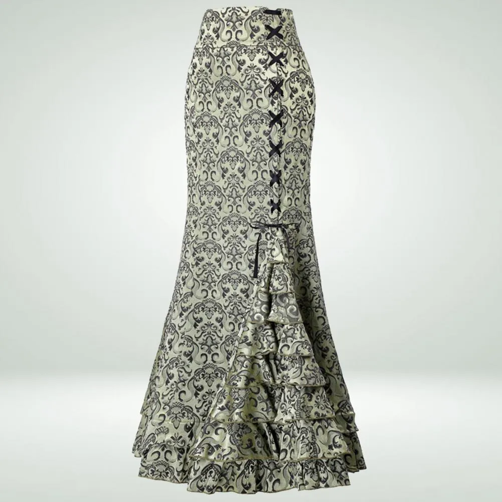 Gothic Long Steampunk Trumpet Skirts
