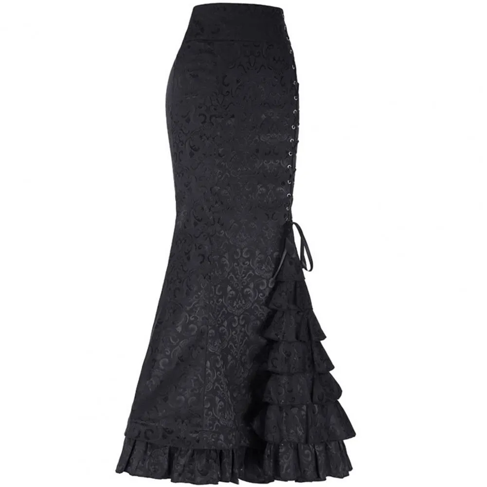 Gothic Long Steampunk Trumpet Skirts