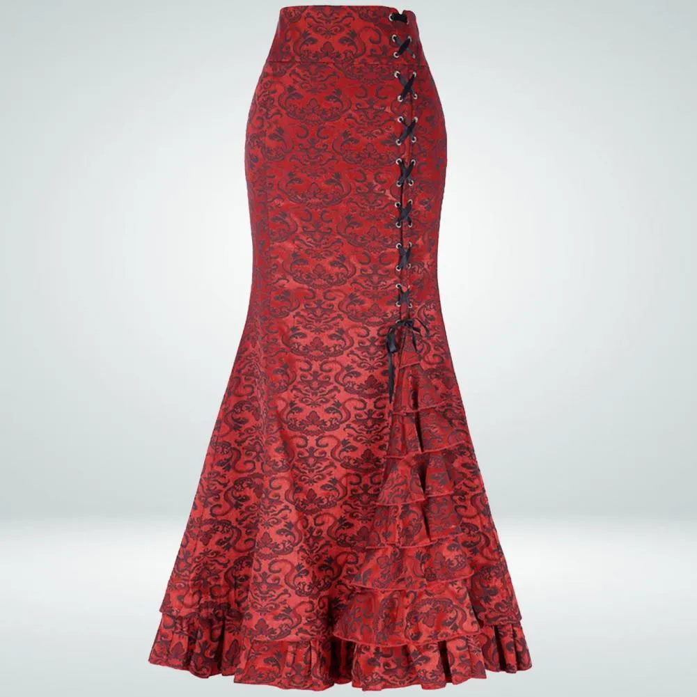 Gothic Long Steampunk Trumpet Skirts