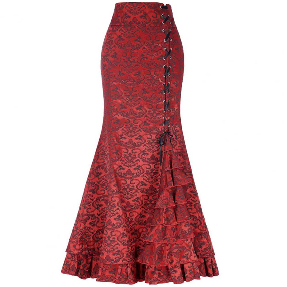 Gothic Long Steampunk Trumpet Skirts