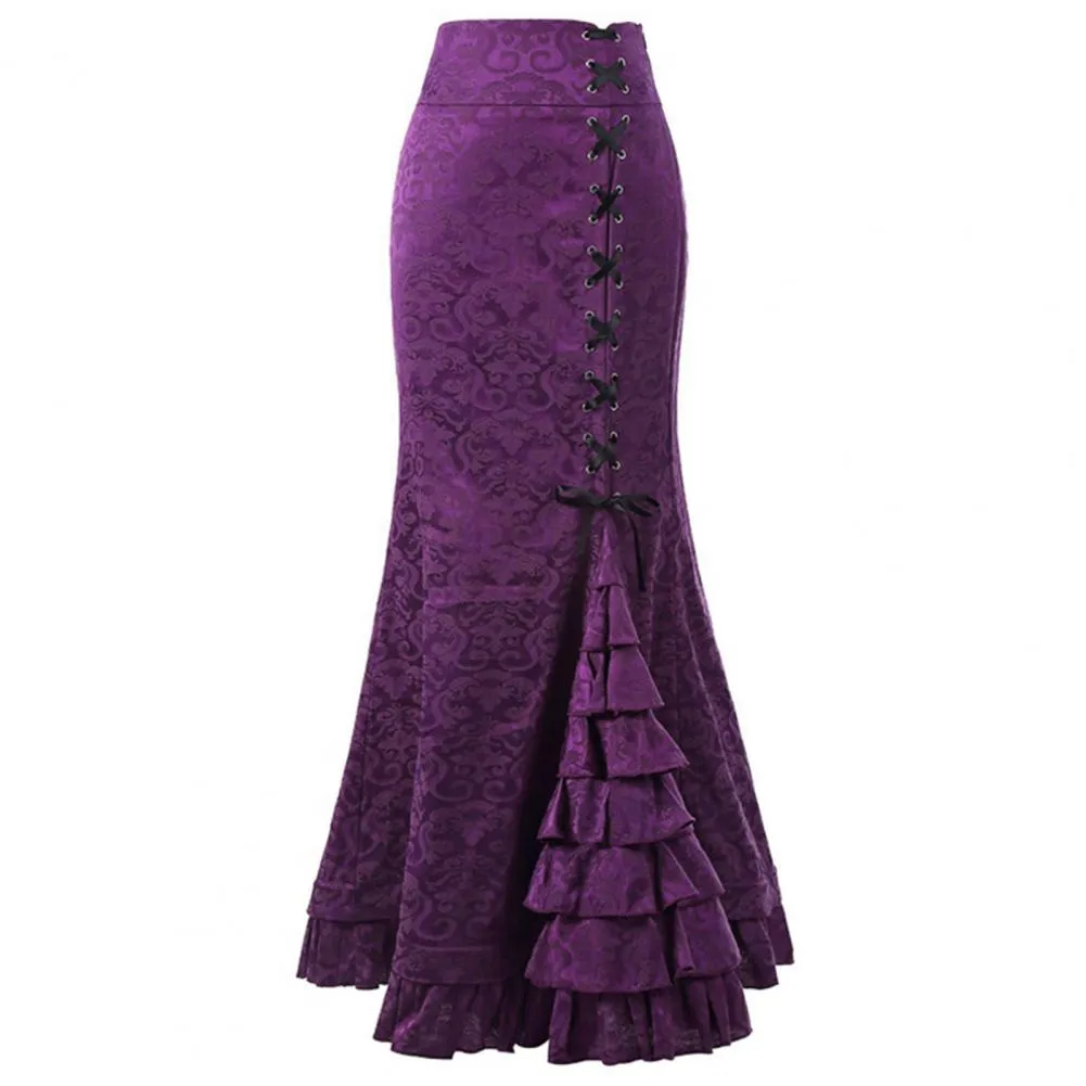 Gothic Long Steampunk Trumpet Skirts