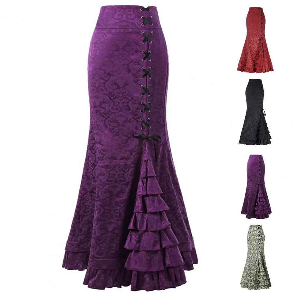 Gothic Long Steampunk Trumpet Skirts