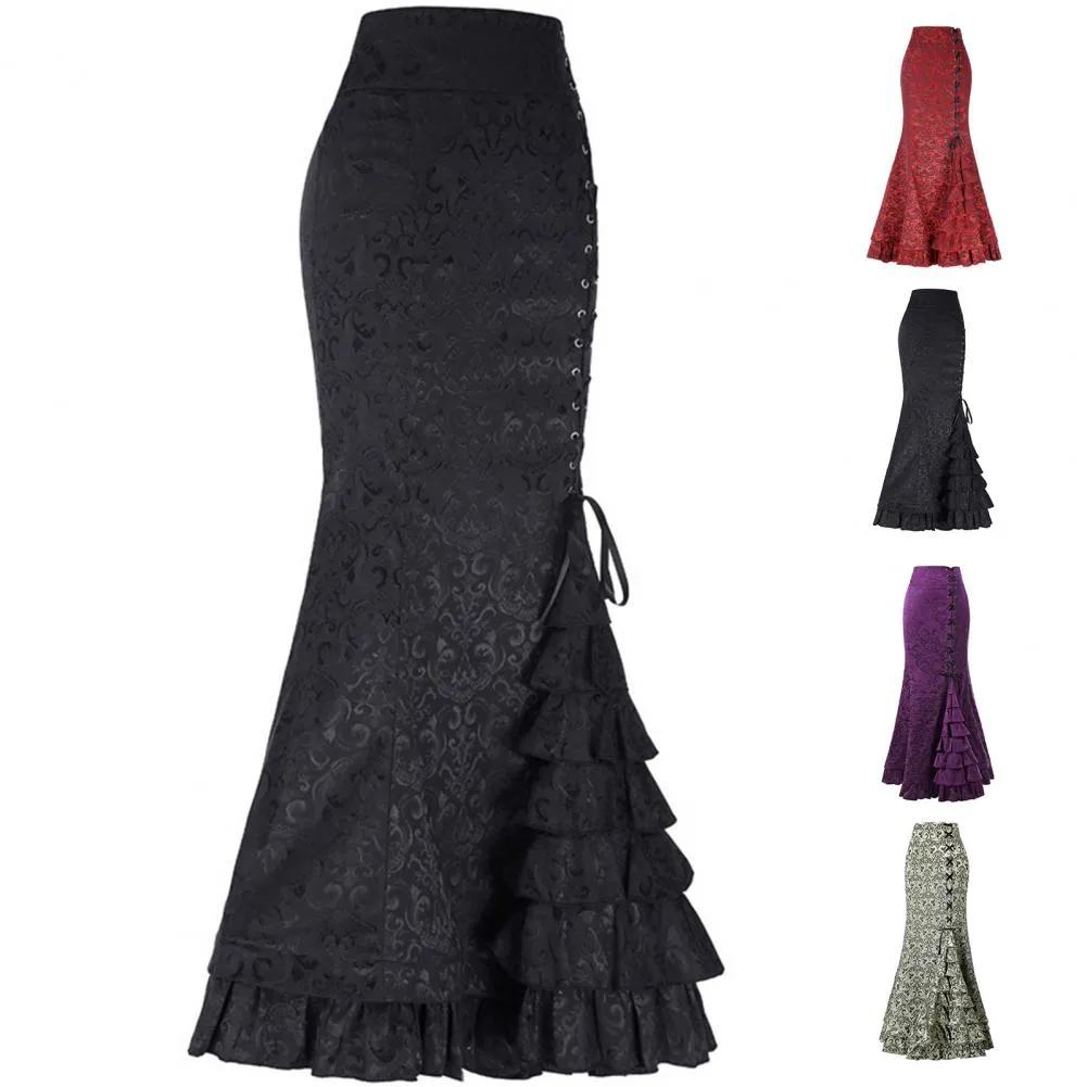 Gothic Long Steampunk Trumpet Skirts