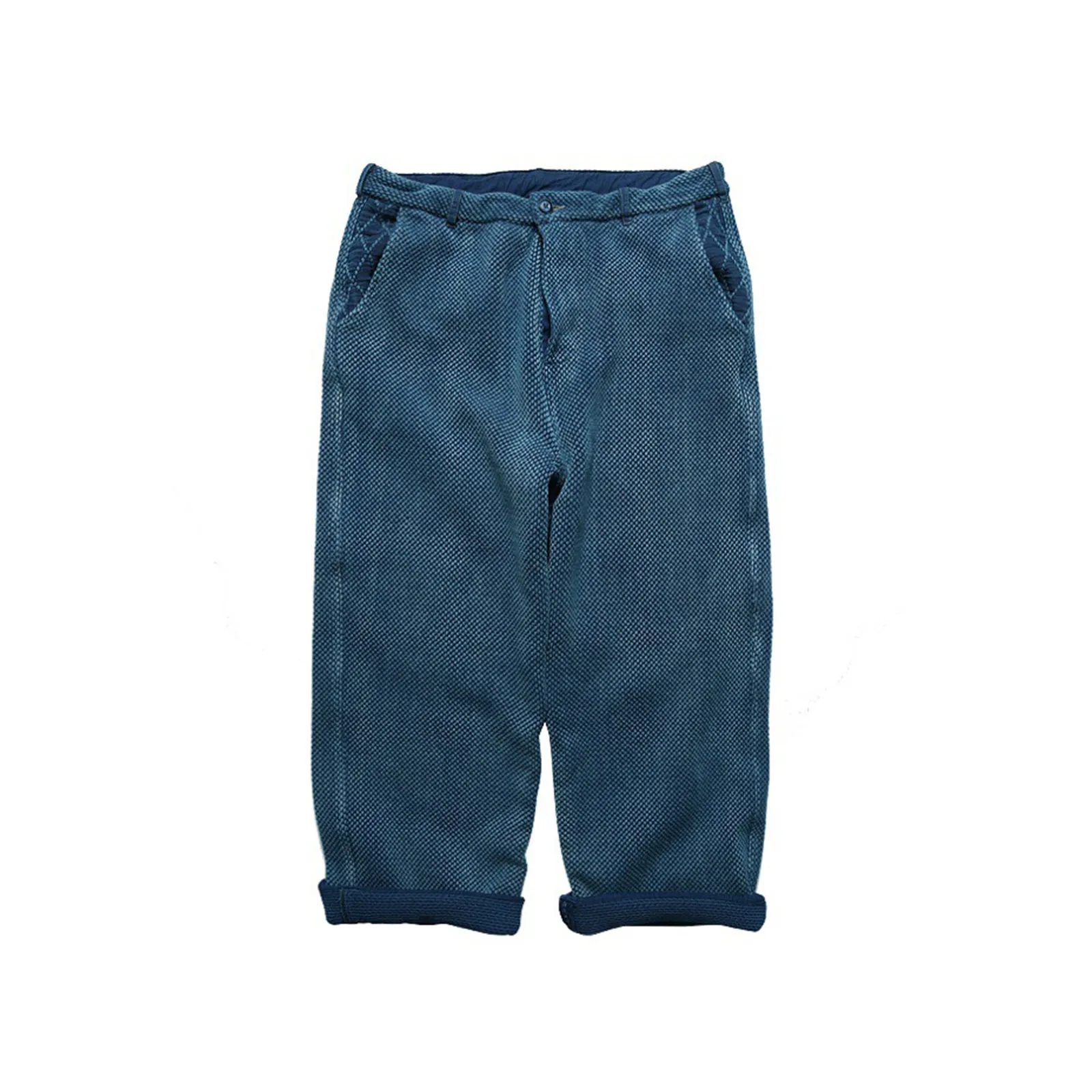 Heavy Plant Dyed Retro Splicing Kendo Casual Trousers With Medium Color Fade