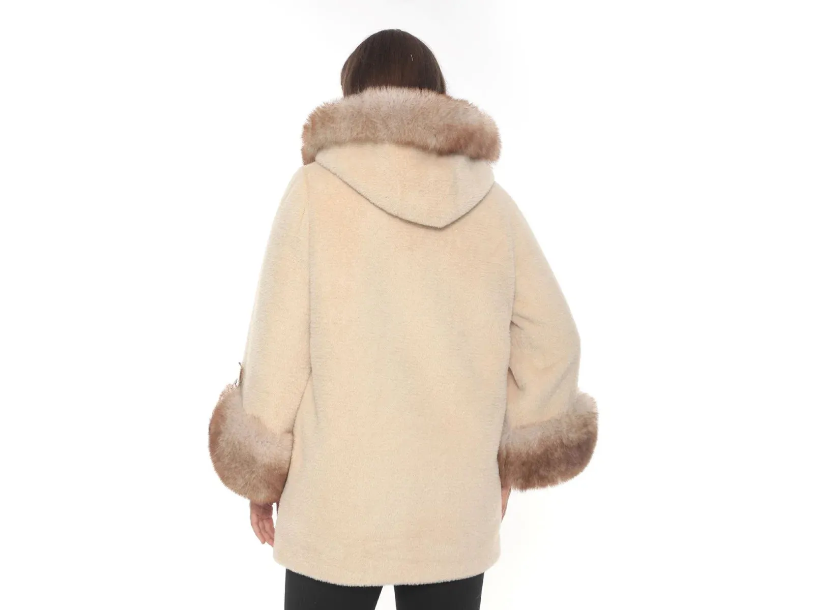 Ivory Lama and Fox Fur Winter Elegance Coat