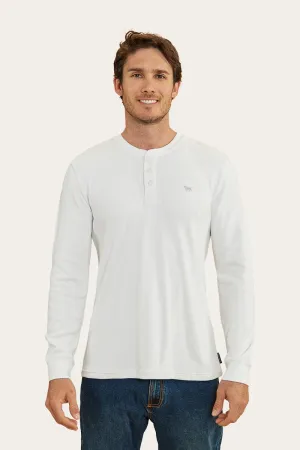 Keith Mens Henley Long Sleeve T-Shirt - White