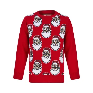 Kids Novelty Small Santa Heads Christmas Jumper