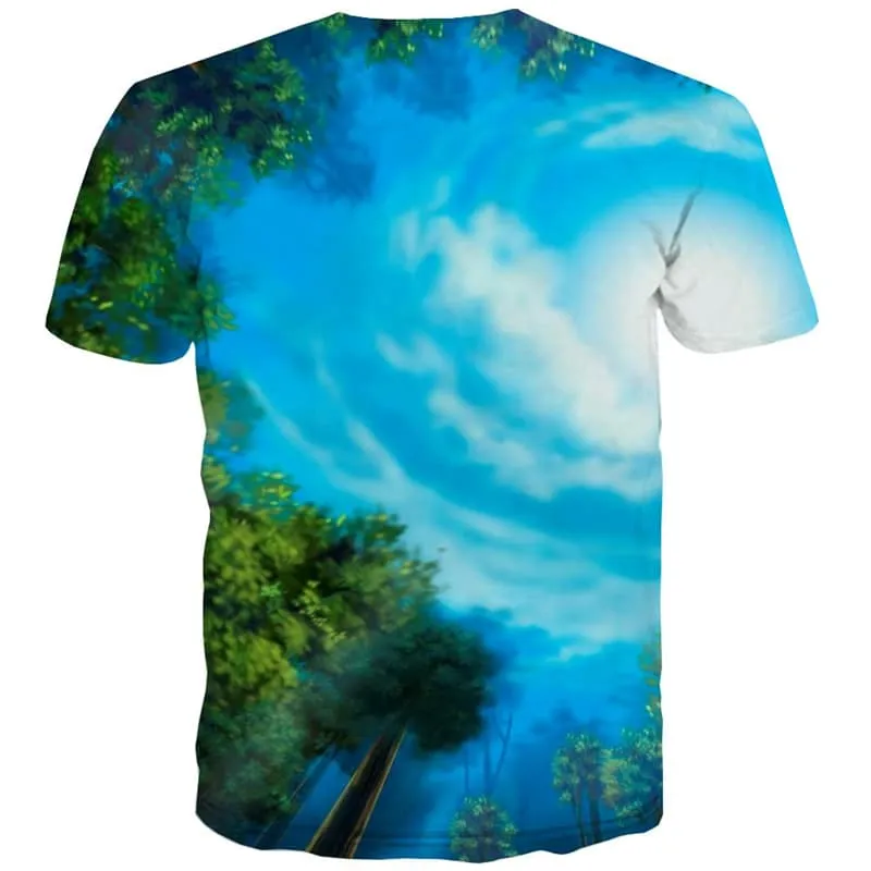 Landscape T-shirt Men Sky T shirts Funny Number Tshirts Cool Graffiti Tshirt Printed