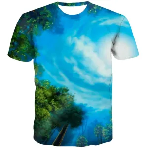 Landscape T-shirt Men Sky T shirts Funny Number Tshirts Cool Graffiti Tshirt Printed