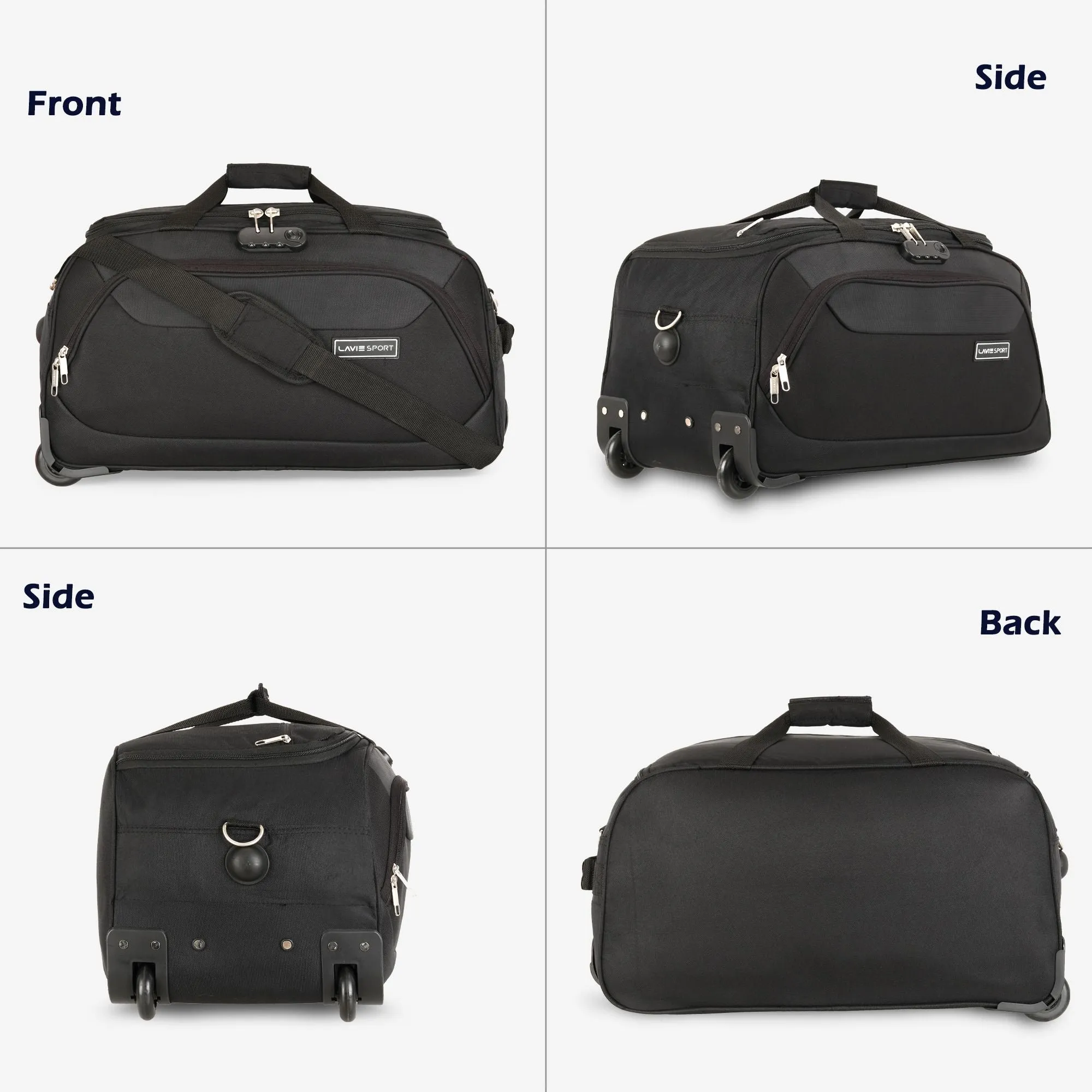 Lavie Sport 65 cms Anti-theft Sage Wheel Duffle Bag | Black