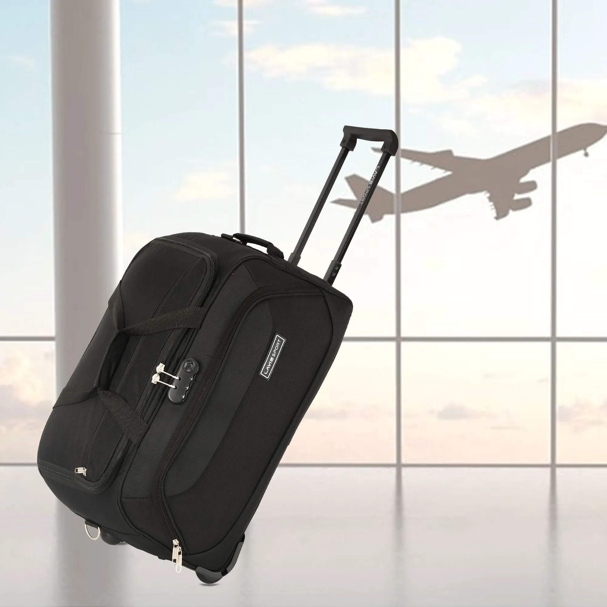 Lavie Sport 65 cms Anti-theft Sage Wheel Duffle Bag | Black