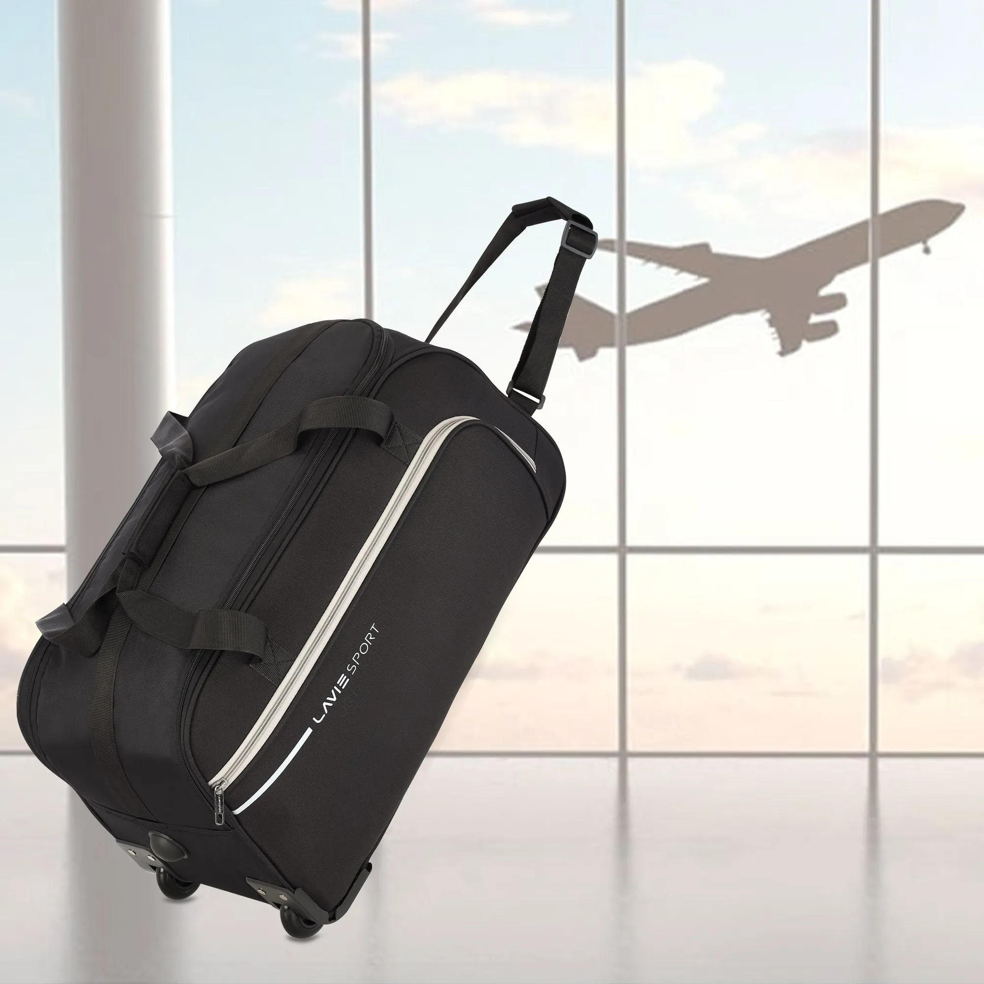 Lavie Sport Galactic M Medium Size 57 cms Wheel Duffle Bag | 2 Wheel Duffle Bag Black