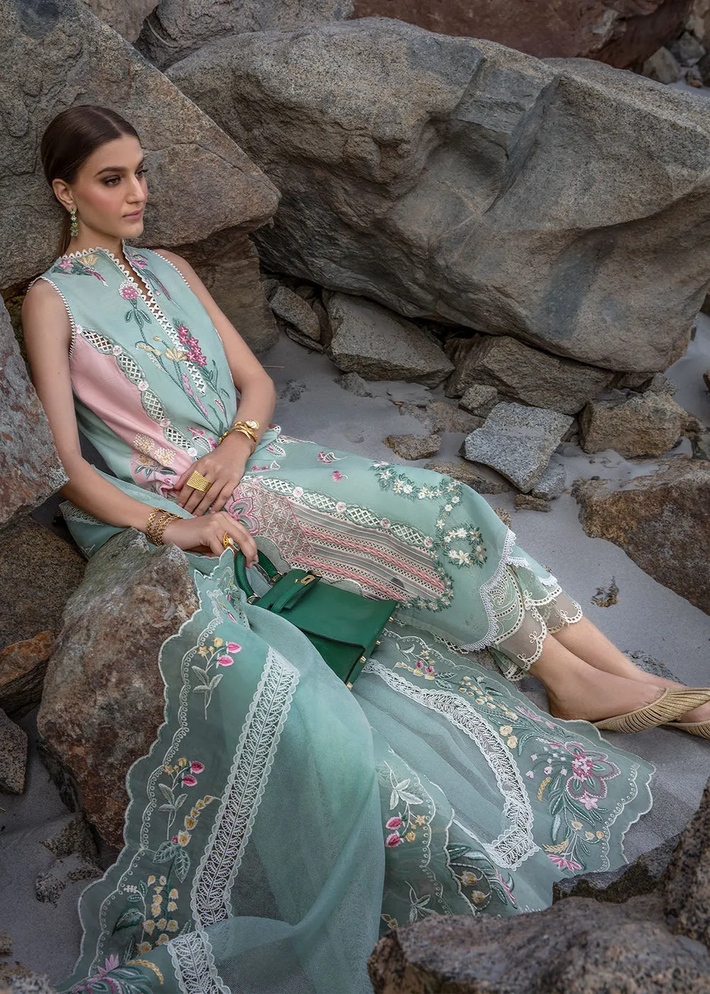 Luxury Lawn '24 by Crimson | Sun Kissed - Sea Foam