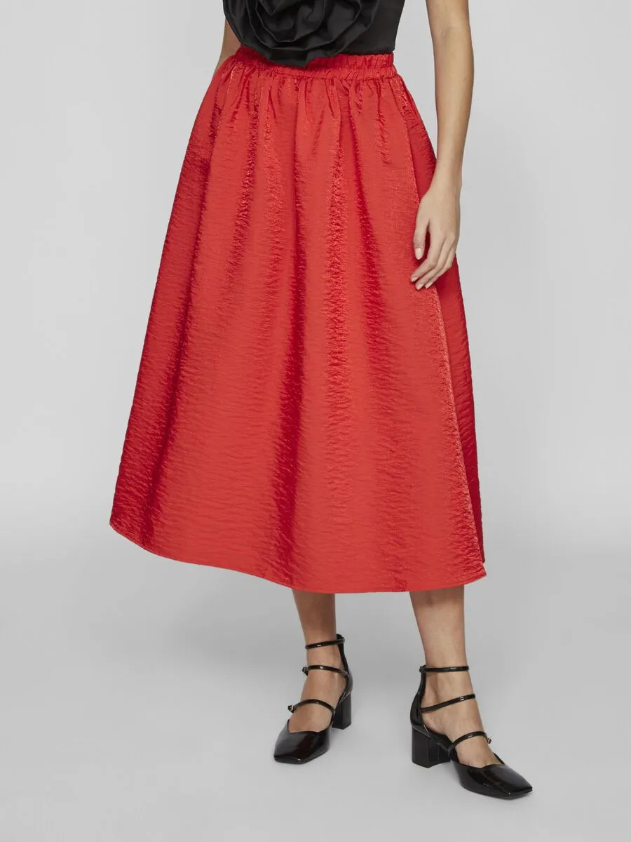 MABELLE VOLUME MIDI SKIRT (POPPY RED)