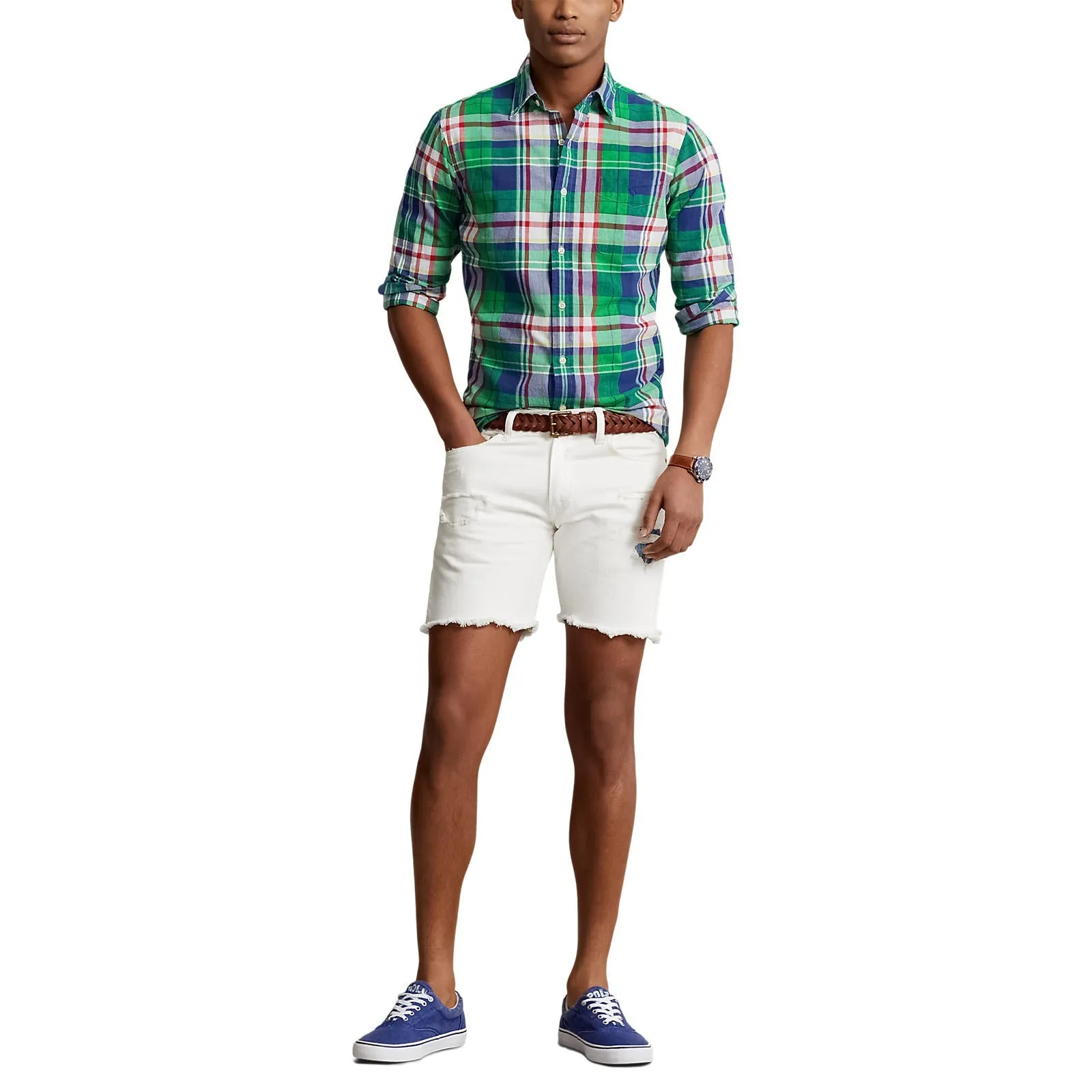 Madras Check Shirt - Green/Navy Multi