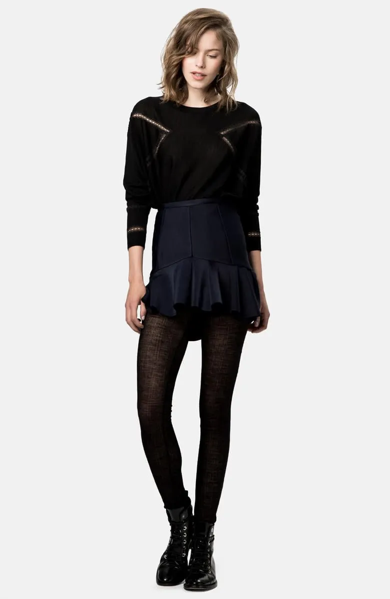 Maje Gourmand Neoprene Ruffled Mini Skirt