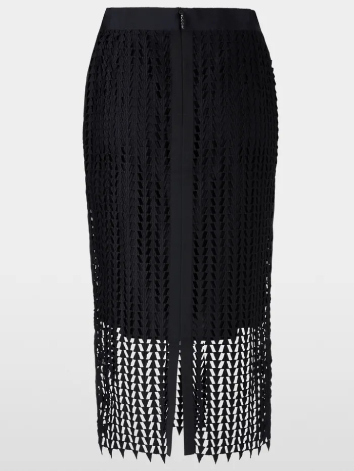 Marc Cain Collections Openwork Midi Skirt In Midnight Blue XC 71.10 W36 COL 395