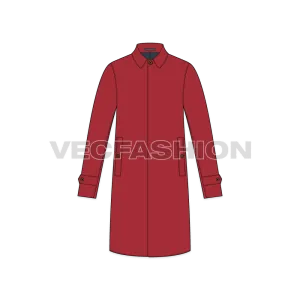 Mens Classic Raincoat Vector Template