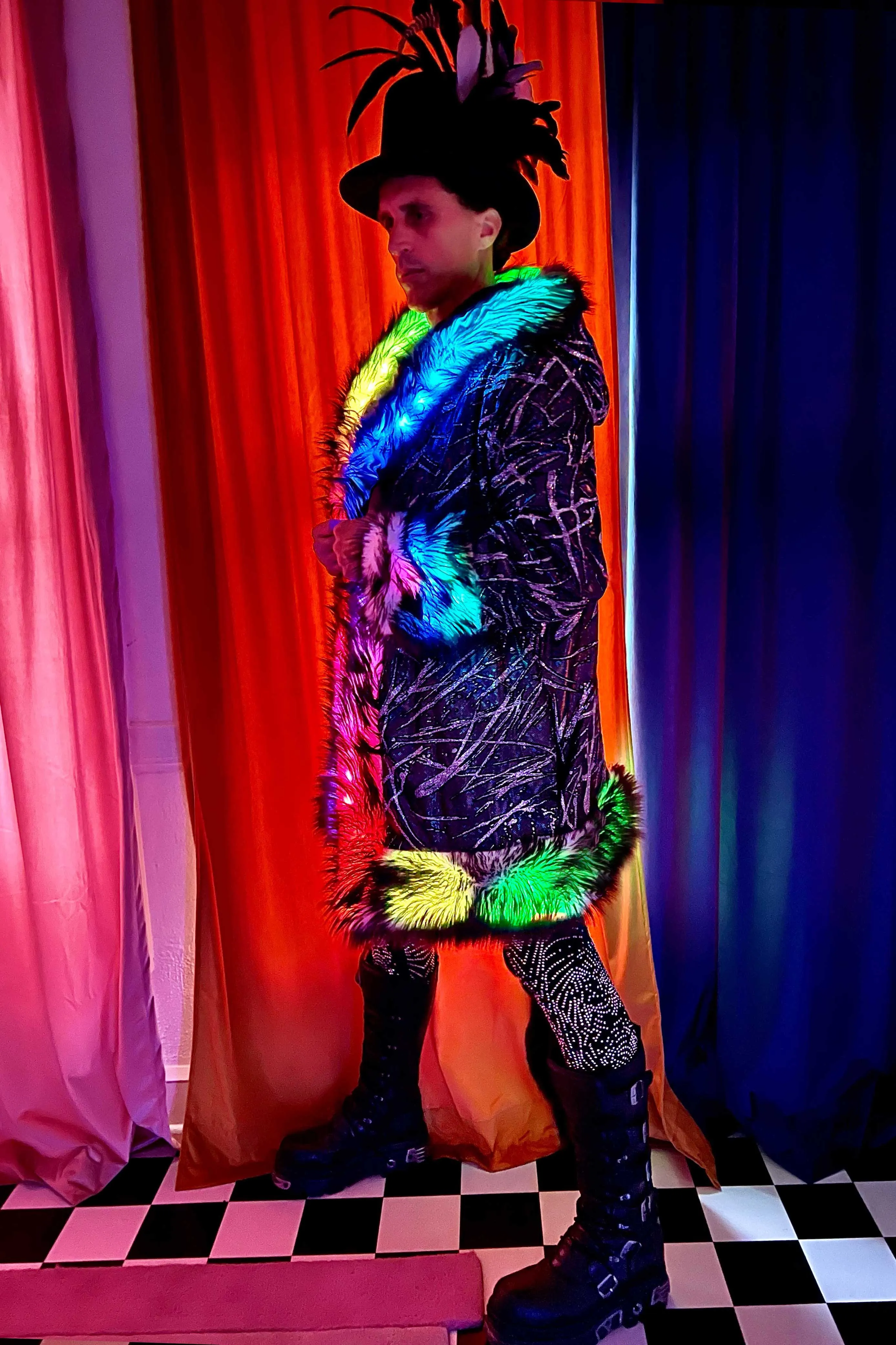 Men's LED Wizard Coat in "Black Galaxy"
