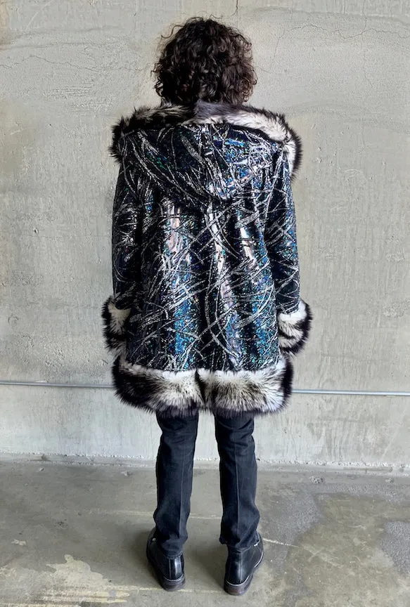 Men's LED Wizard Coat in "Black Galaxy"