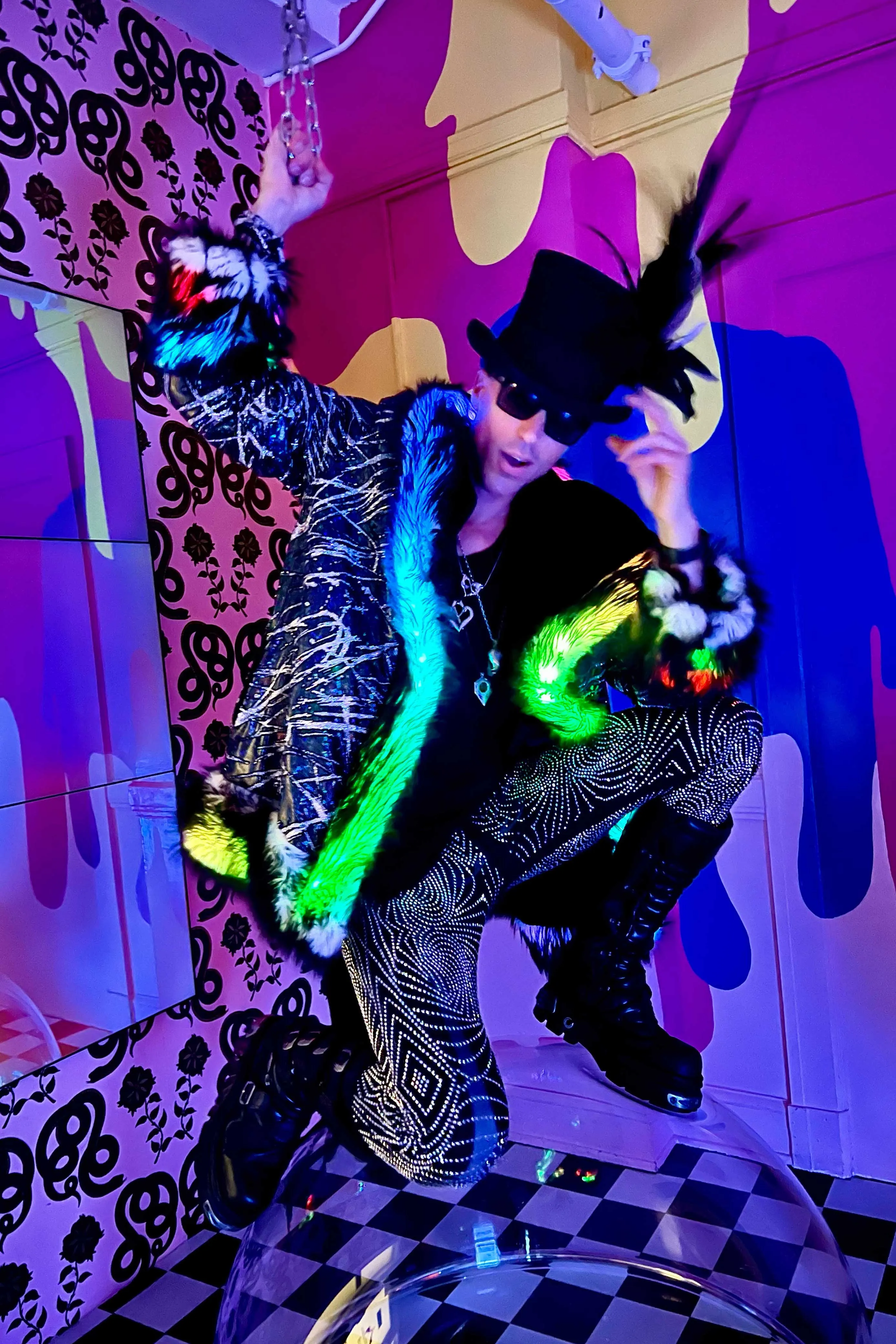 Men's LED Wizard Coat in "Black Galaxy"