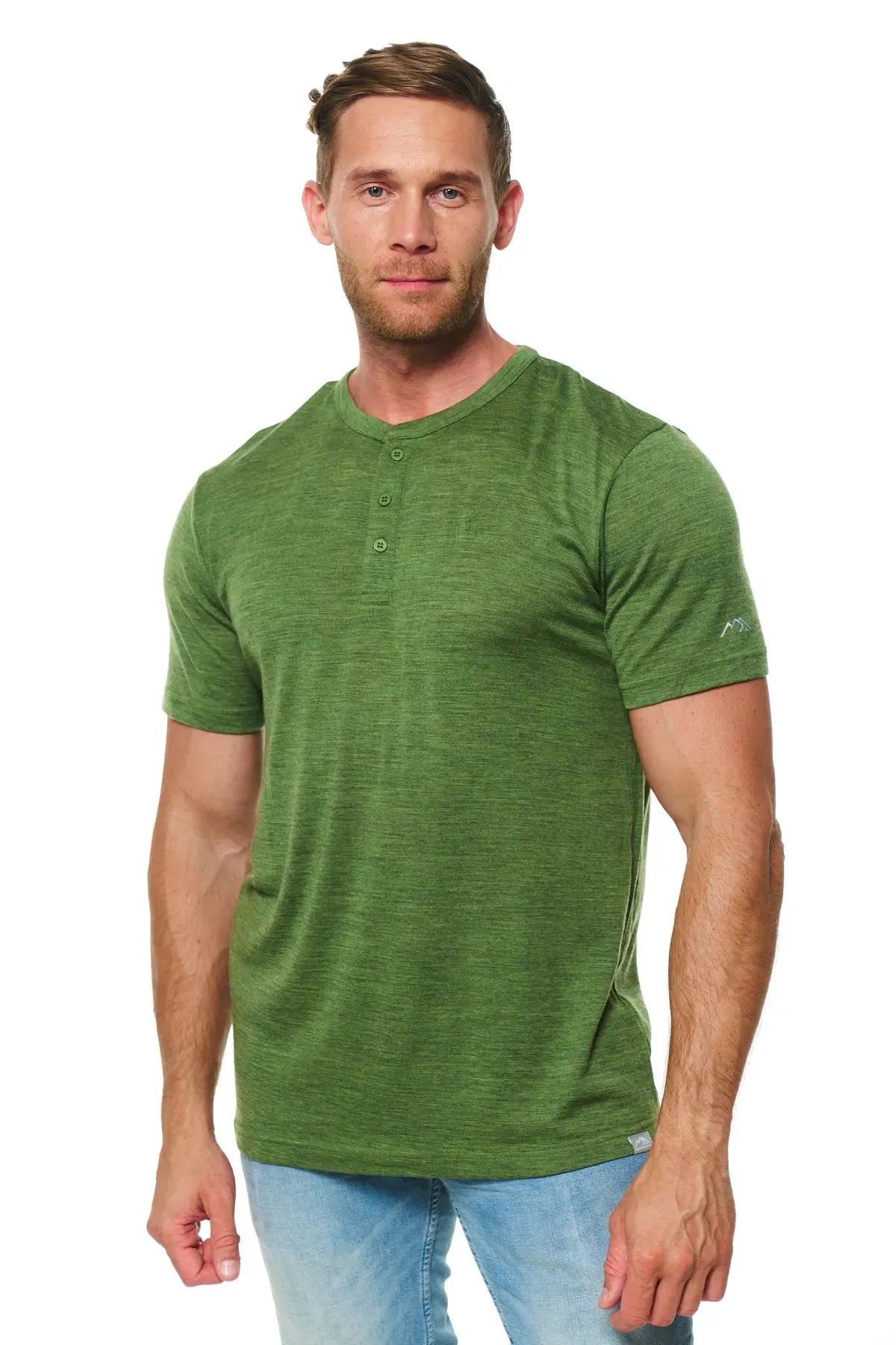 Men's Merino Wool Henley T-shirt 170 Olive Green