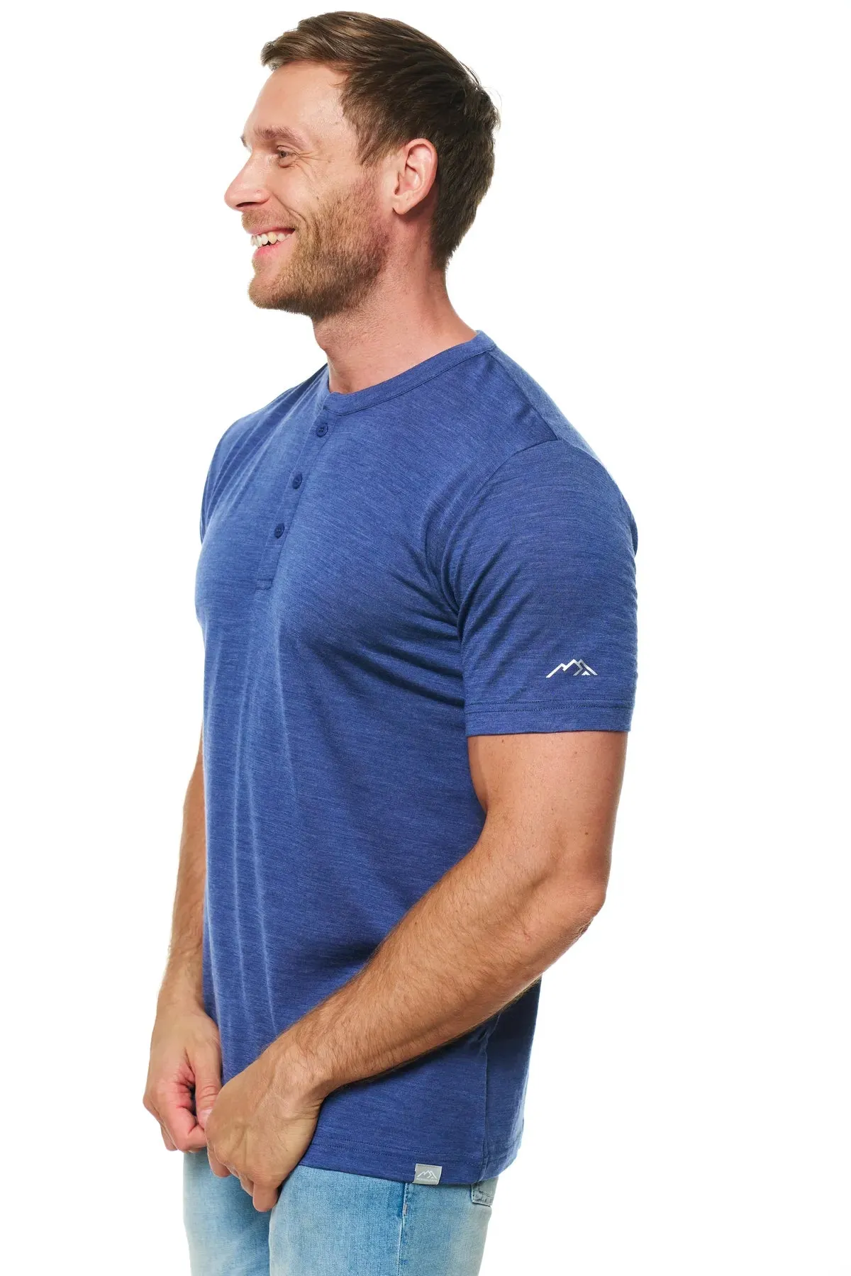 Men's Merino Wool Henley T-shirt 170 Windsor Blue