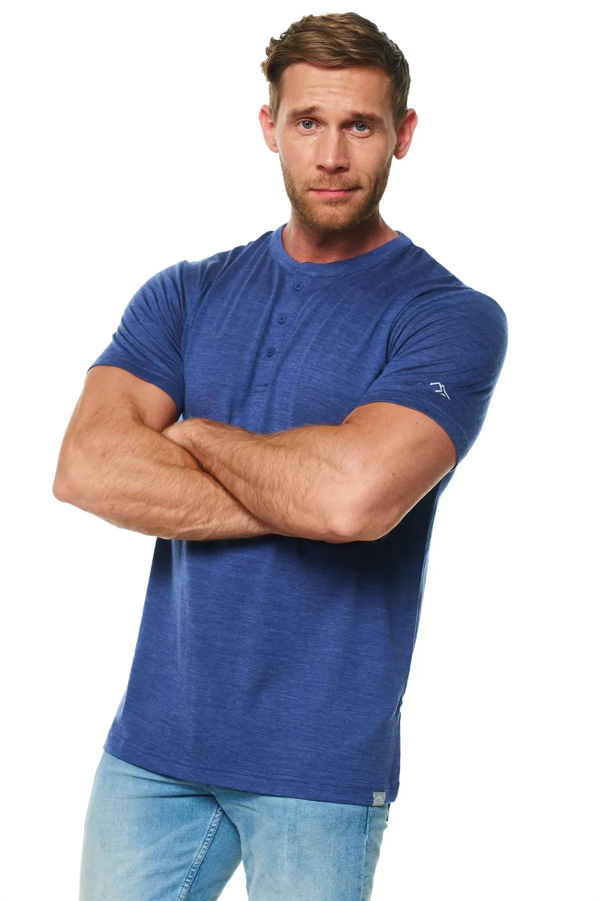 Men's Merino Wool Henley T-shirt 170 Windsor Blue