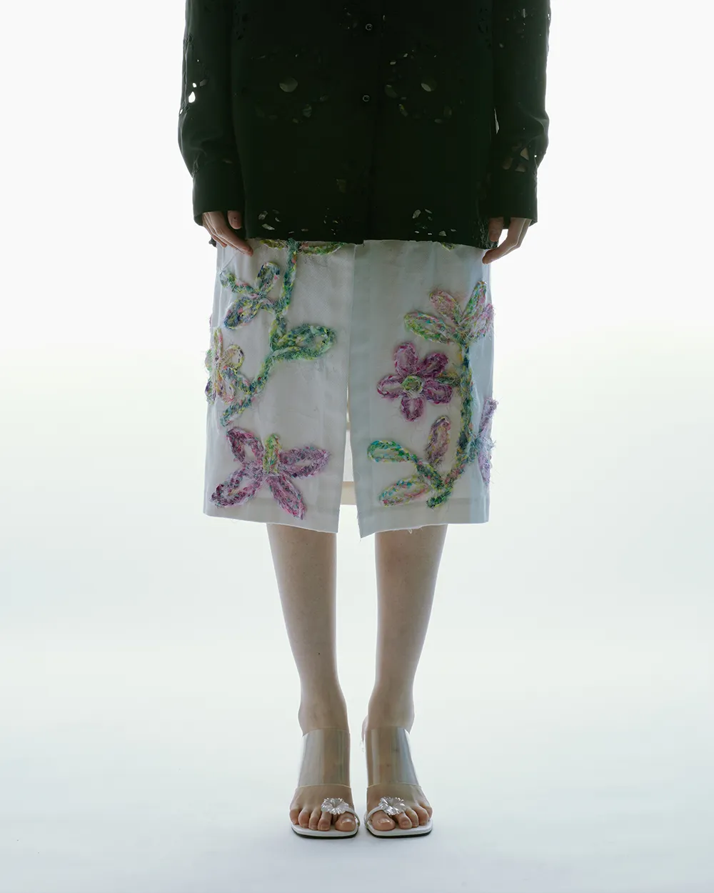 MIDI EMBROIDERED DENIM SKIRT