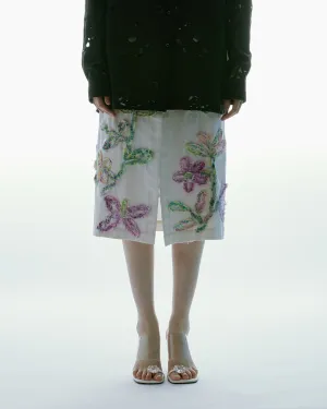 MIDI EMBROIDERED DENIM SKIRT
