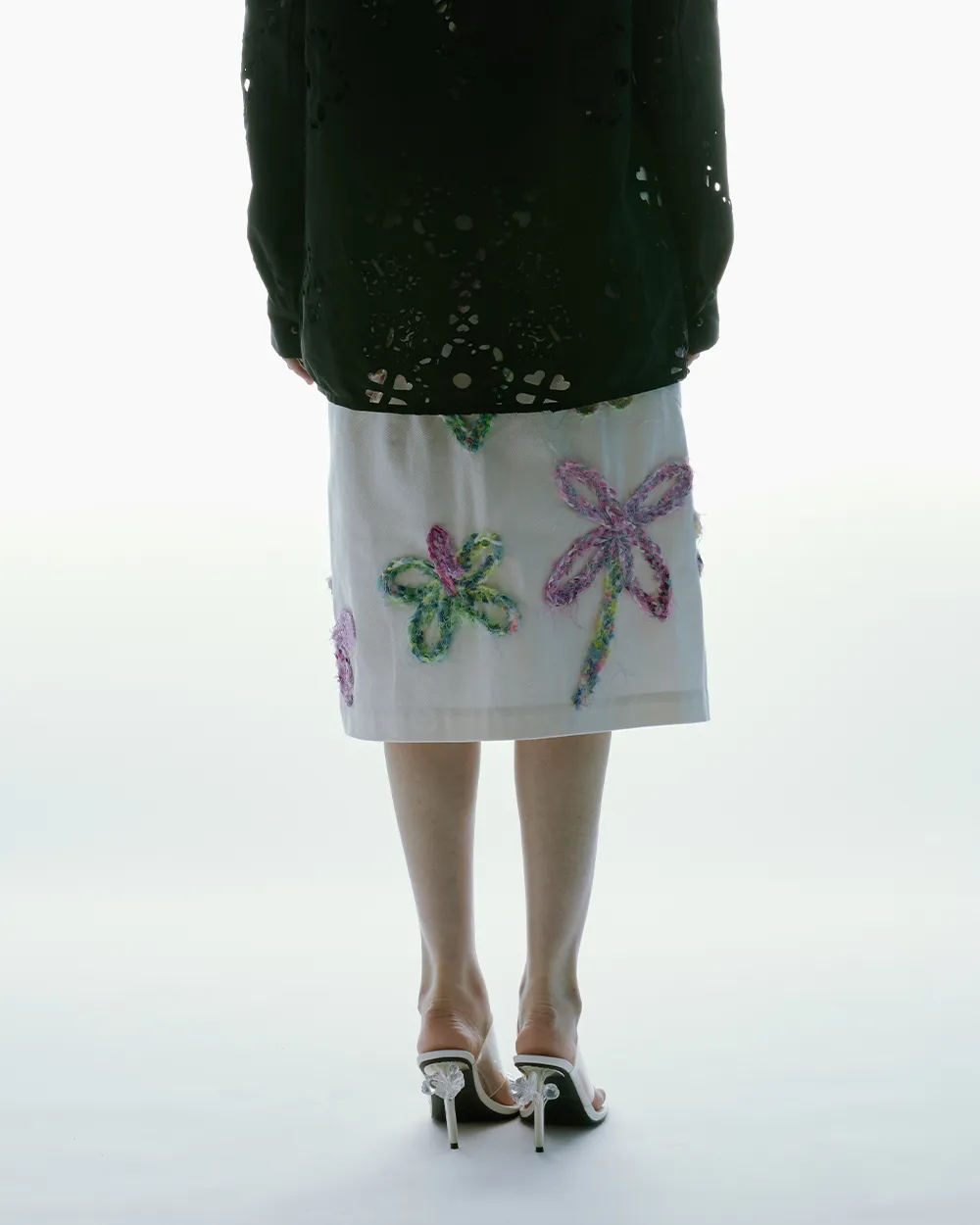 MIDI EMBROIDERED DENIM SKIRT