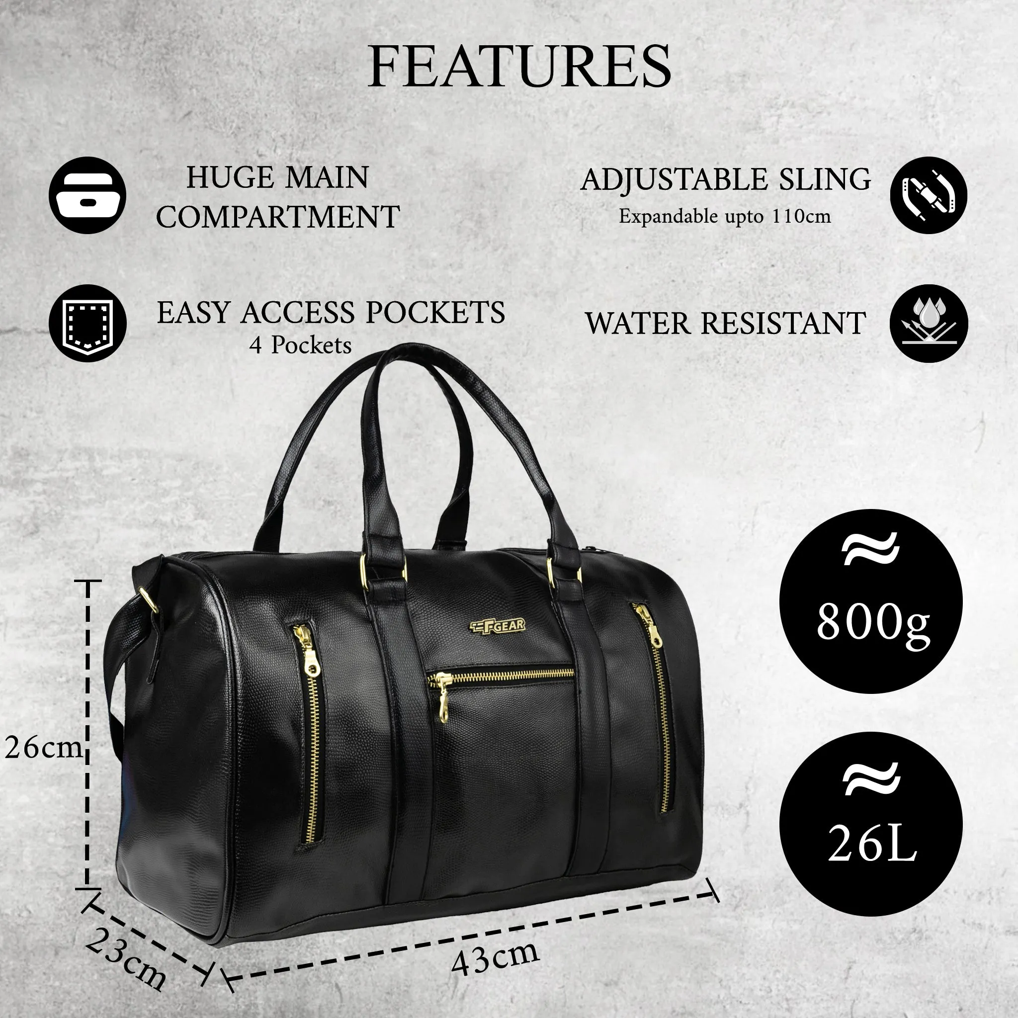 Mistral 26L Black Vegan Leather Duffel