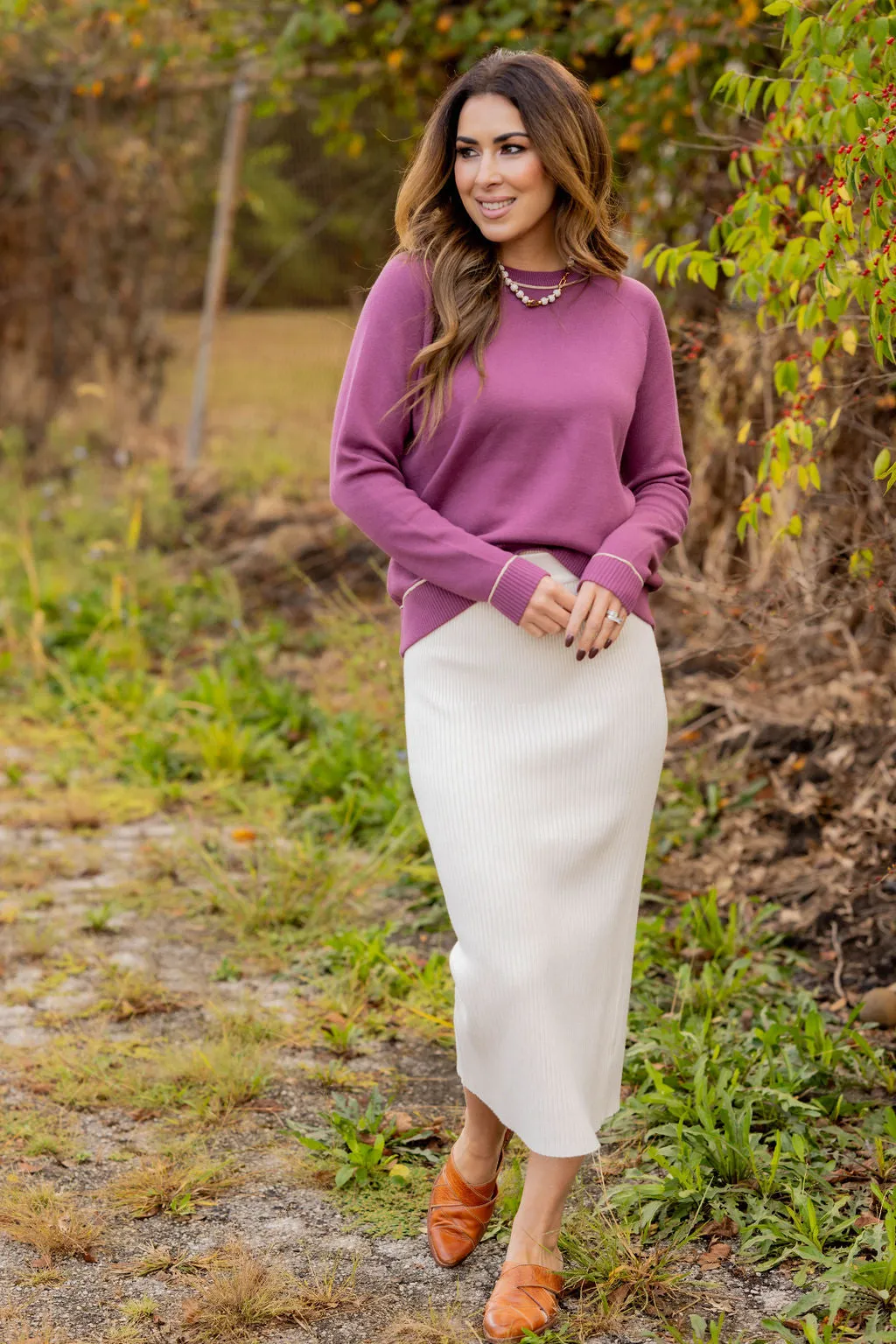 Mixed Ribs Midi Skirt