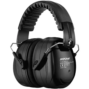 Mpow 035 Orejeras de seguridad para reducción de ruido, protectores auditivos, orejeras ajustables para tiro, protectores de oído NRR 28dB para tiro temporada, con una bolsa de transporte, color negro