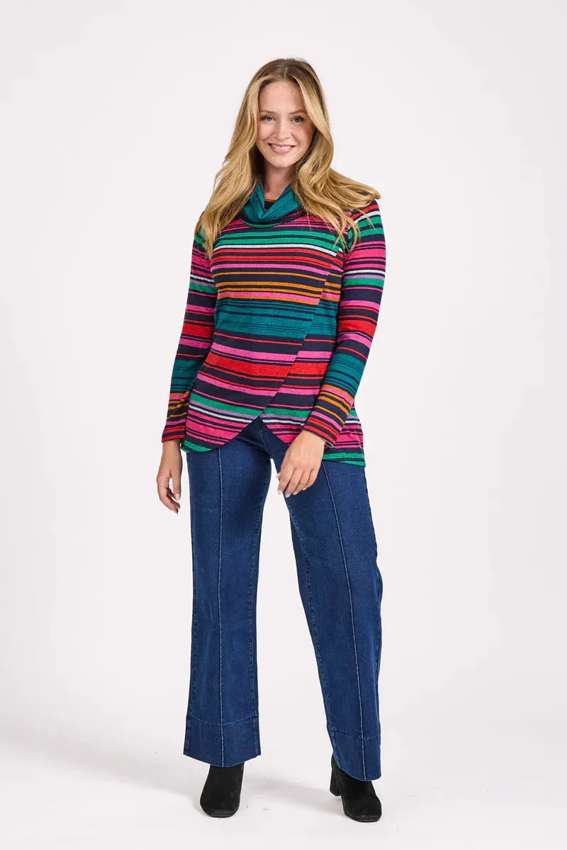 Mudflower 517 Stripe Wrapover Top