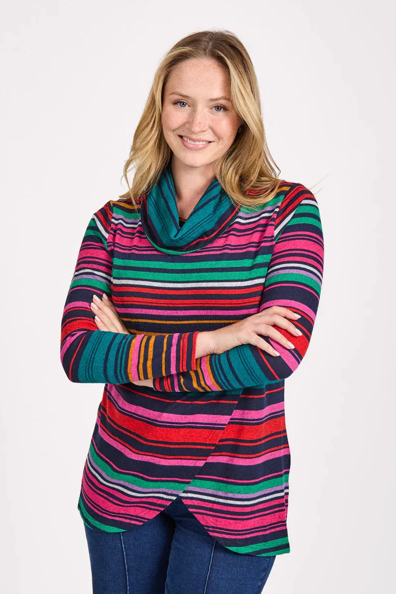 Mudflower 517 Stripe Wrapover Top