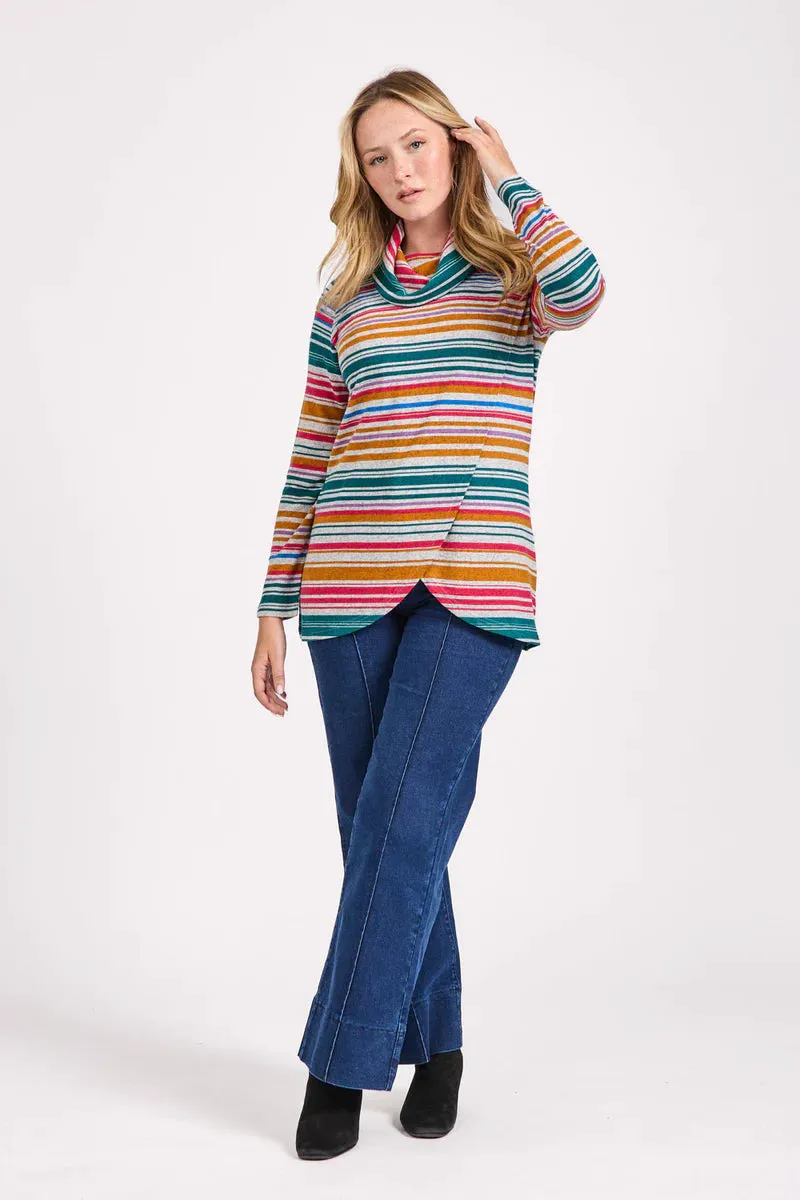 Mudflower 517 Stripe Wrapover Top