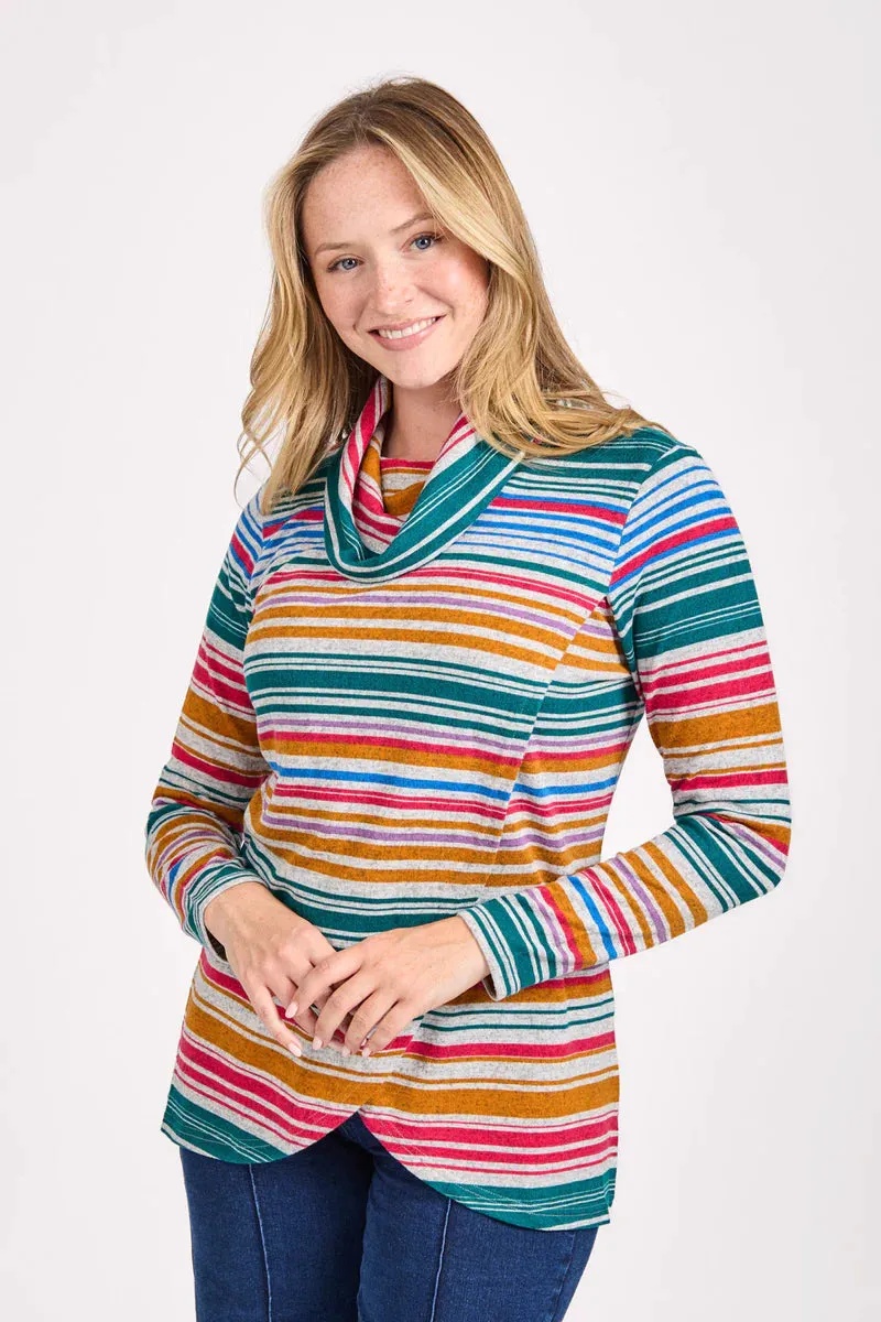 Mudflower 517 Stripe Wrapover Top