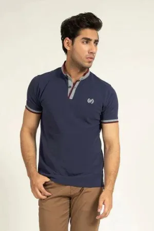 Navy Ban Collar Polo