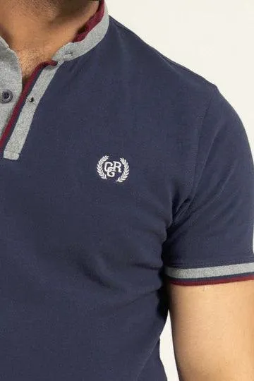 Navy Ban Collar Polo
