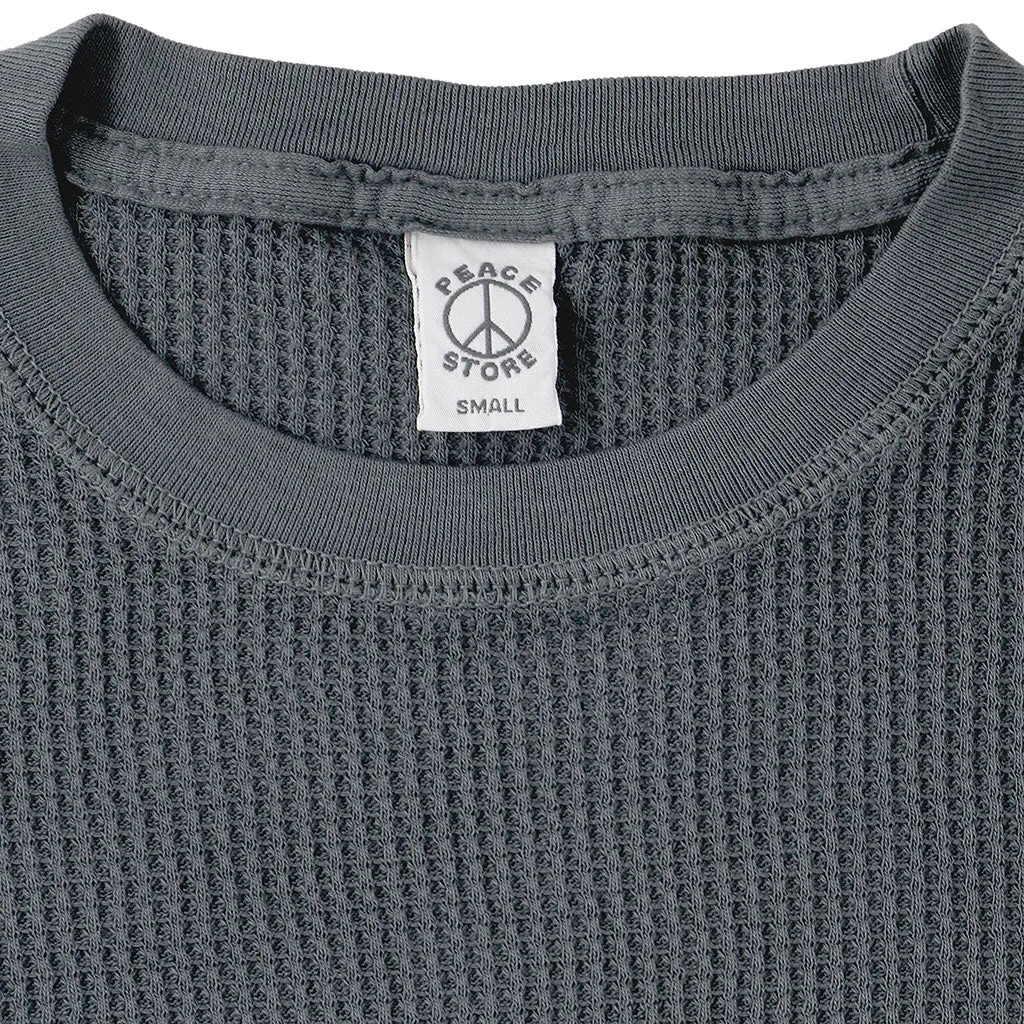 Peace Store Long Sleeve Thermal Cotton Banded Crew Neck - Shadow