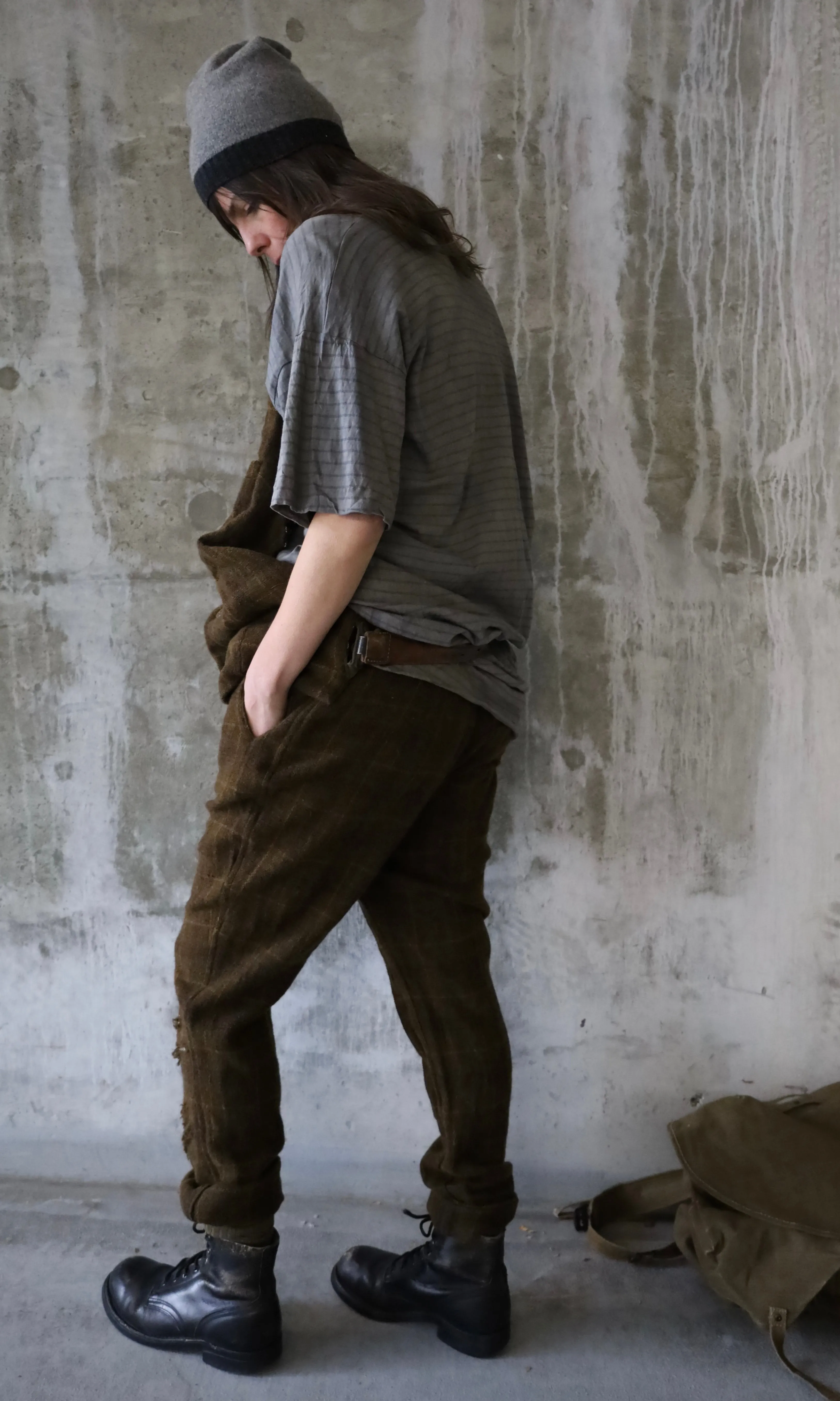 PLAID WOOL CASHMERE BACKLESS VEST