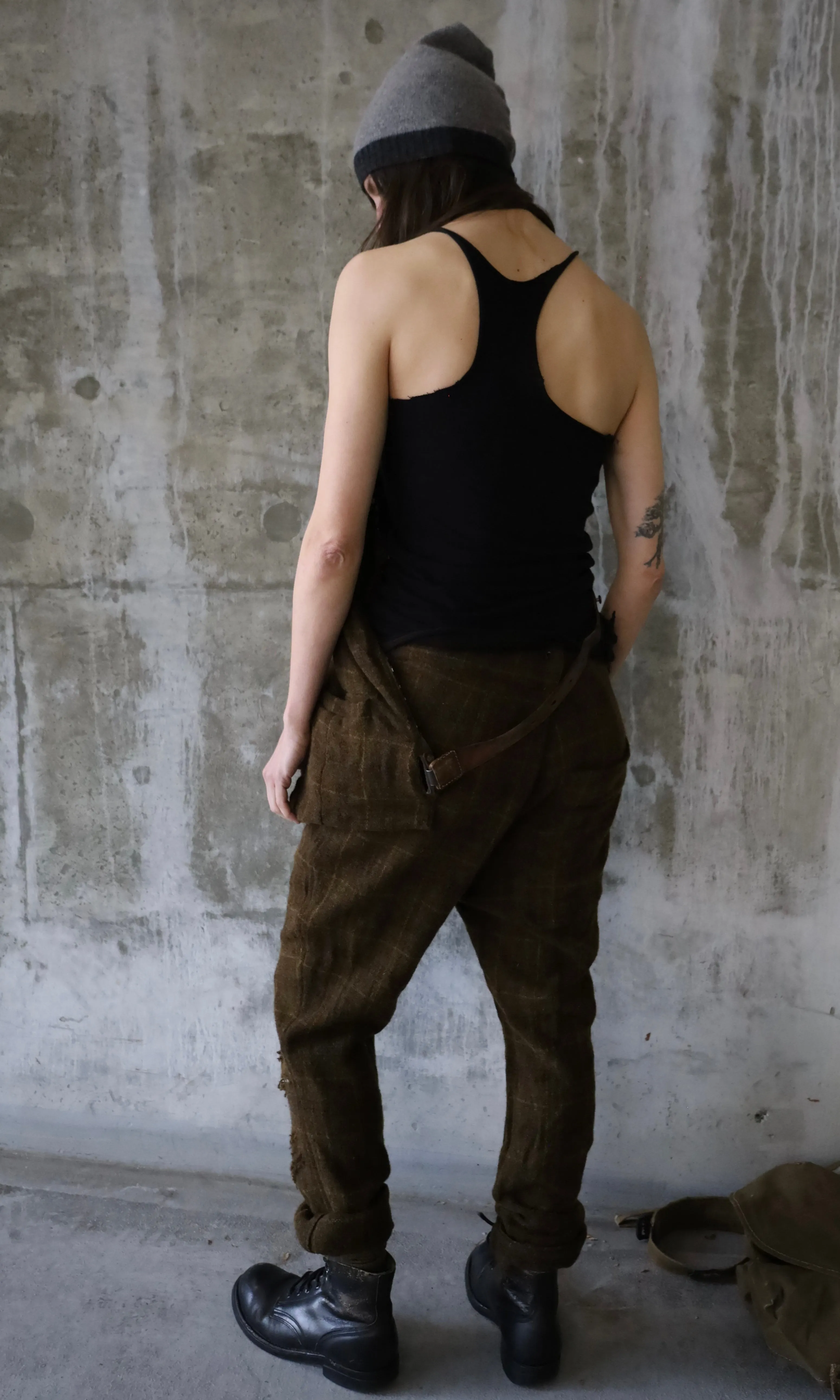PLAID WOOL CASHMERE BACKLESS VEST