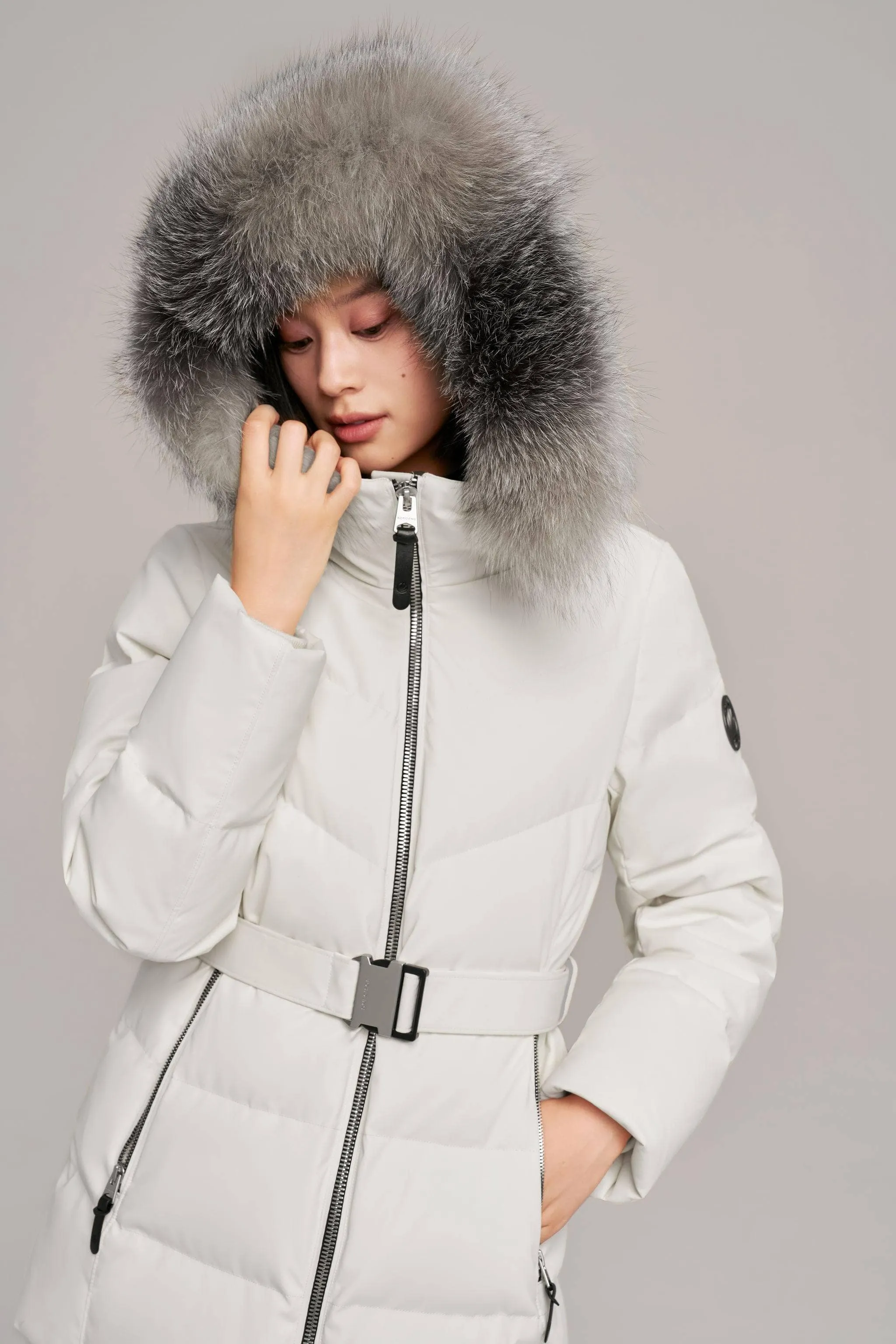 Premium Business Women's Goose Down Jacket With Hood