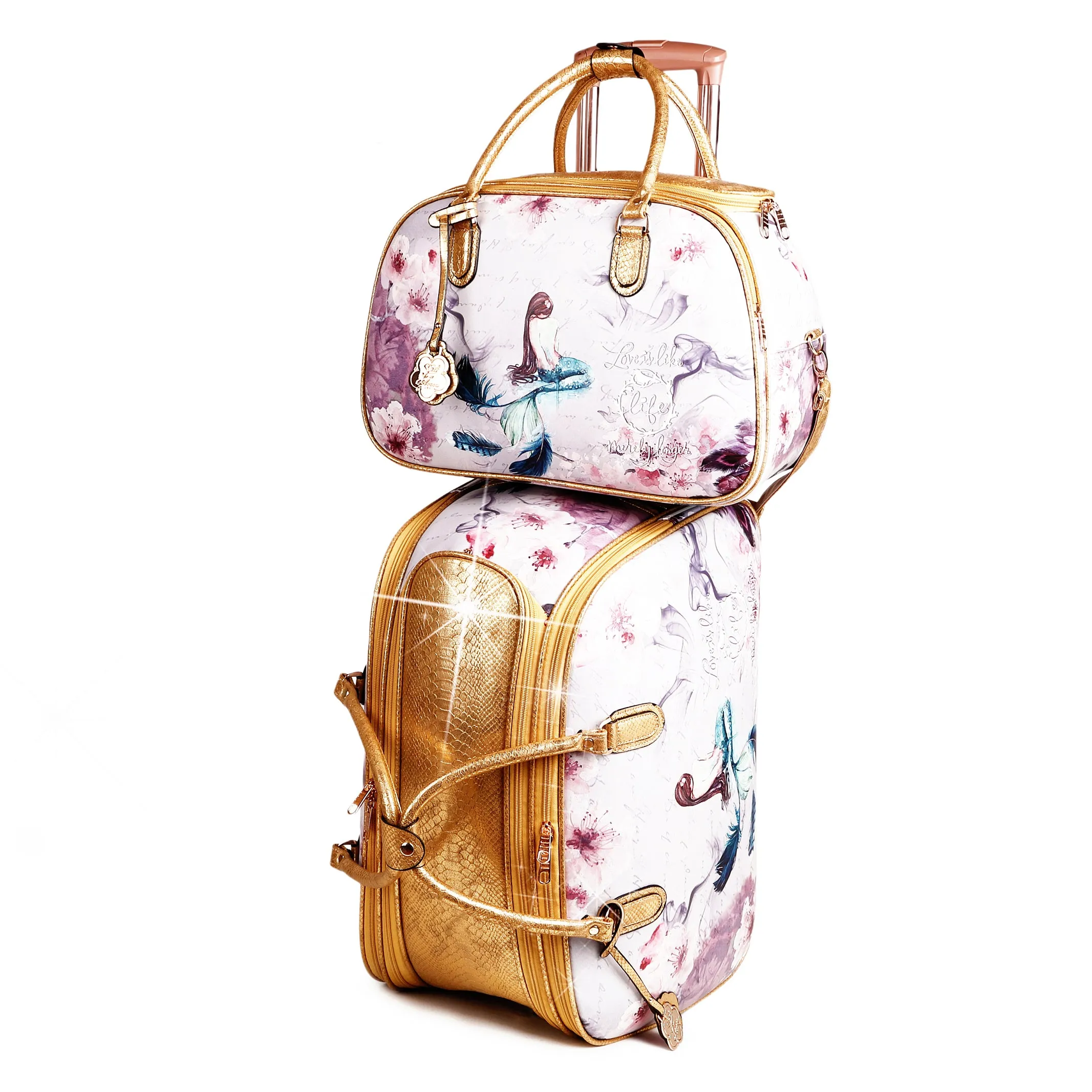 Princess Mera Large Rolling Duffel 2pcs/Set Travel Bag[BCD6988-6977]